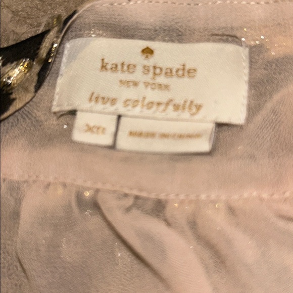 Kate Spade Leopard Print Silk Blend Sparkly Shimmer Ruffle Tie up Blouse - Picture 3 of 9